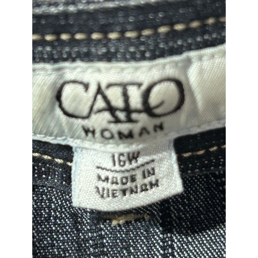 Minimalist CATO Dark Blue Denim A-Line Skirt/Cute Stitch Design Pattern/Size 16W - Picture 7 of 13